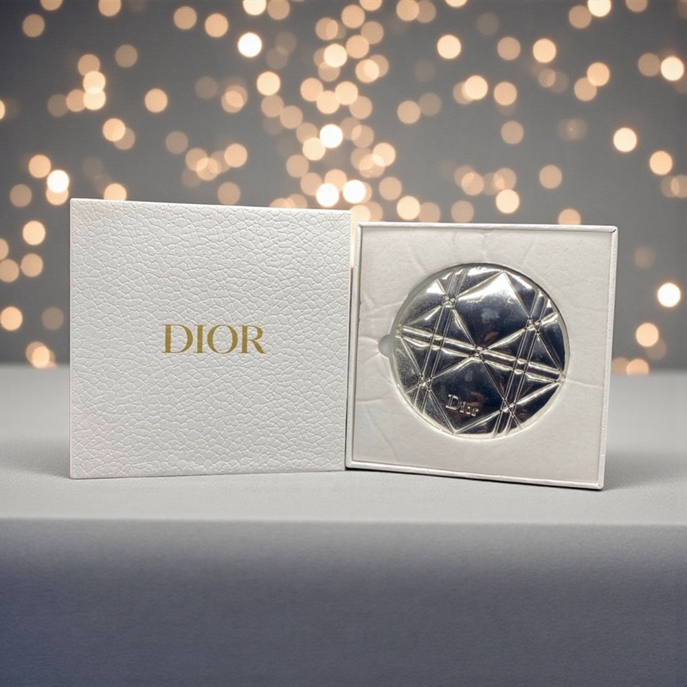 🩶DIOR PARFUMS🩶Limited Edition Silver Cannage Compact Mirror/NIB